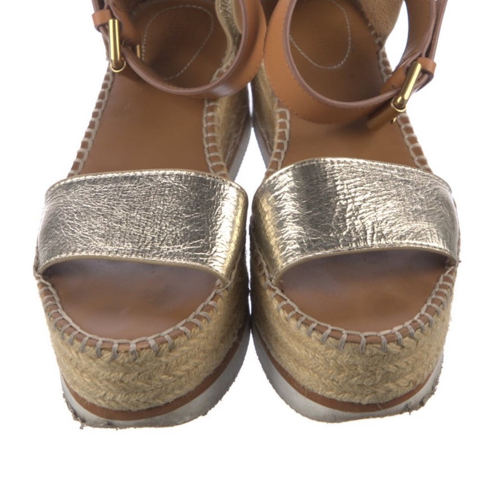 See By Chloe Gold and Brown Espadrille Sandals